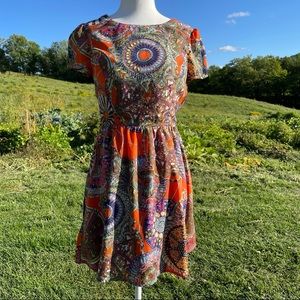 Ark & Co. Bohemian Print Short Sleeve Mini Dress